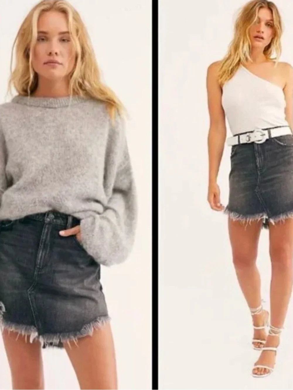 Free People Bailey Fray Hem Denim Mini Skirt NWT Size 25
